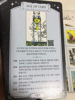 워터멜론컴퍼니 배우지 않고서도 할 수 있는 세상에 없던 셀프 타로카드 / 타로메이트 — 5점을 준 리뷰어가 2022년 12월 올린 사용 사진