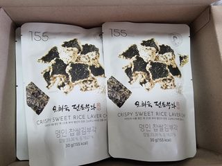 오희숙 전통부각 명인 찹쌀김부각, 찹쌀다시마부각, 황태껍질튀각 총 6봉 — 5점을 준 리뷰어가 2021년 6월 올린 사용 사진