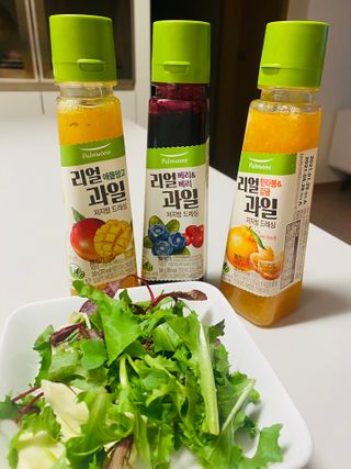 [풀무원] 리얼 과일  저지방 드레싱 240g 3종 — 4점을 준 리뷰어가 2021년 2월 올린 사용 사진
