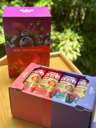 [롯데칠성] 야채듬뿍 더'진한 [롯데칠성] 야채는 이제 COLORFULL! 야채듬뿍  더 진한 레드 4개 +퍼플 4개 (총 8개) — 5점을 준 리뷰어가 2023년 6월 올린 사용 사진