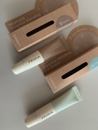 [후르디아] 올리브영 착한보습 비건 립버터 2종 — 5점을 준 리뷰어가 2023년 2월 올린 사용 사진