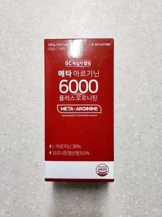 메타아르기닌 GC녹십자웰빙 메타 아르기닌 6000 플러스 오르니틴 — 5점을 준 리뷰어가 2022년 11월 올린 사용 사진
