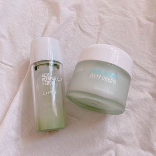 김정문알로에 큐어 큐어 알로에 리프레쉬 젤리 세럼, 큐어 알로에 하이드로 젤리 크림 — 4점을 준 리뷰어가 2021년 2월 올린 사용 사진