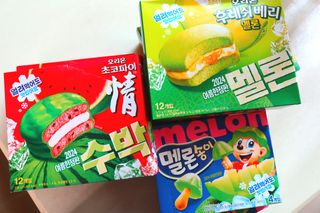 2024 오리온 여름한정판 초코파이 수박 / 후레쉬베리 멜론 / 멜론송이 — 5점을 준 리뷰어가 2024년 8월 올린 사용 사진