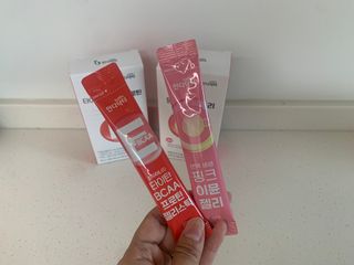 인디닥터 면역 생생 핑크 이뮨 젤리 + 타이탄 BCAA 프로틴 젤리스틱 — 5점을 준 리뷰어가 2022년 6월 올린 사용 사진