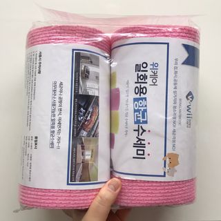 위케어 일회용 향균 수세미 50매 2롤 세트 총 100매 Pink — 5점을 준 리뷰어가 2021년 2월 올린 사용 사진