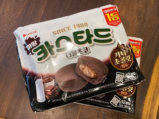롯데제과 까망카스타드 더블초코 — 5점을 준 리뷰어가 2021년 5월 올린 사용 사진