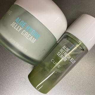 김정문알로에 큐어 큐어 알로에 리프레쉬 젤리 세럼, 큐어 알로에 하이드로 젤리 크림 — 5점을 준 리뷰어가 2021년 3월 올린 사용 사진