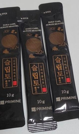 프리마인 자체 기업부설 연구소에서 찾아낸 건강한 수면의 비밀.  슬립토 플러스 30포 — 4점을 준 리뷰어가 2021년 10월 올린 사용 사진