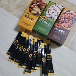 짜먹는 이지견과 짜먹는 이지아몬드, 짜먹는 이지허니피넛, 짜먹는 이지캐슈넛 각 10g X  10포 — 5점을 준 리뷰어가 2021년 2월 올린 사용 사진