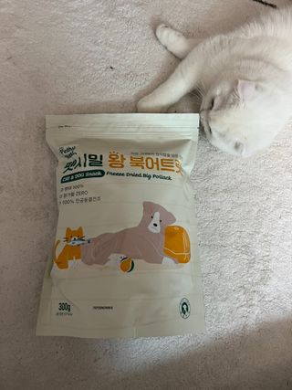 [펫시밀] 원물그대로 영양듬뿍 동결건조 왕북어트릿300g,왕치킨트릿400g,열빙어트릿300g 대용량 간식 — 5점을 준 리뷰어가 2023년 5월 올린 사용 사진