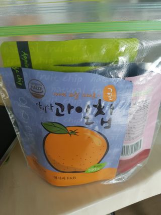 아비삭과일칩 5종 /딸기,사과,배,귤,무화과 5종 — 4점을 준 리뷰어가 2021년 4월 올린 사용 사진