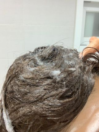 프리마인 더이상 뻣뻣하고 효과없는 탈모샴푸는 NO. 근본부터 케어하는 셀베이스 그린티샴푸(500ml) — 4.5점을 준 리뷰어가 2023년 3월 올린 사용 사진