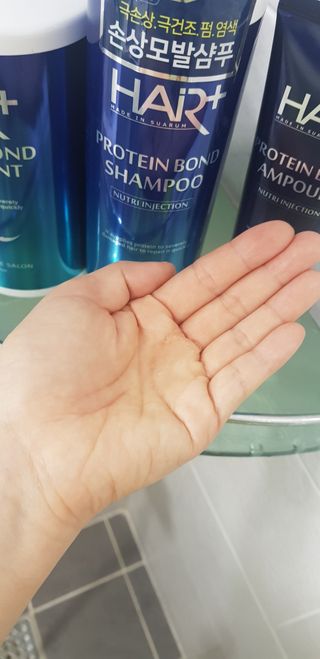 헤어플러스 단백질탈모샴푸 500ml+단백질본드앰플 145ml — 5점을 준 리뷰어가 2021년 3월 올린 사용 사진