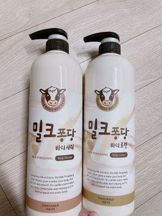 [과일나라] 대용량 밀크퐁당 바디로션+바디워시 2종 — 5점을 준 리뷰어가 2021년 10월 올린 사용 사진
