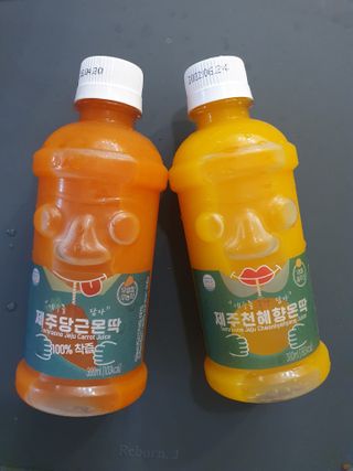 탐라원 제주의 맛, 몬딱주스 4종세트 - 한라봉몬딱주스, 천혜향몬딱주스, 청귤에이드, 당근몬딱주스 — 5점을 준 리뷰어가 2021년 7월 올린 사용 사진