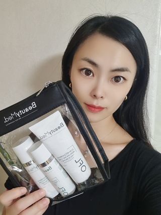 프랑스 뷰티메드 OFL 리밸런싱 케어 3종 키트 (OFL세럼 30ml & 딸라스파 어메니티 4종 증정) — 5점을 준 리뷰어가 2022년 8월 올린 사용 사진