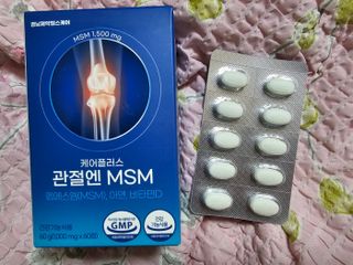 [경남제약헬스케어]케어플러스 관절엔 MSM 1000mg 60정/1개월분/관절/뼈/연골 영양/비타민D+아연/1일2정 — 5점을 준 리뷰어가 2024년 1월 올린 사용 사진