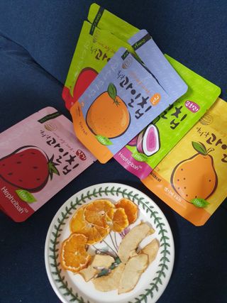 아비삭과일칩 5종 /딸기,사과,배,귤,무화과 5종 — 2점을 준 리뷰어가 2021년 4월 올린 사용 사진