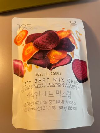 딜라이트 프로젝트 원물칩 2종 6ea(비트 믹스칩, 단호박 믹스칩) — 4.5점을 준 리뷰어가 2022년 4월 올린 사용 사진