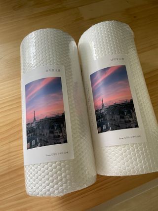 부직포나라 중금속유해물질ZERO 뜯어쓰는 주방 일회용수세미 60매 2매 — 5점을 준 리뷰어가 2022년 9월 올린 사용 사진