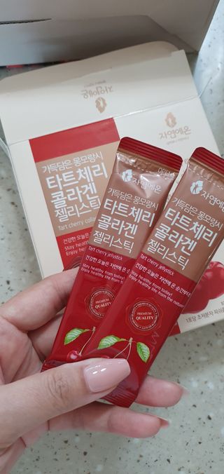 자연에온 몽모랑시 타트체리 3종 세트 구성 - 저분자콜라겐젤리, NFC 착즙주스 — 5점을 준 리뷰어가 2021년 7월 올린 사용 사진