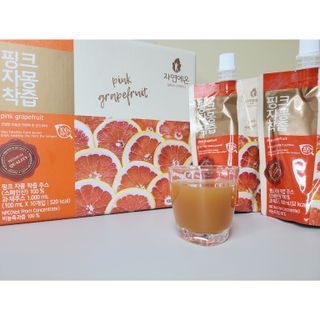자연에온 핑크 자몽 착즙 100mL 10개입 1BOX +가 득담은 자몽 콜라겐 젤리스틱 1BOX — 3.5점을 준 리뷰어가 2021년 7월 올린 사용 사진