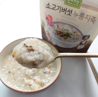 상하키친 소고기버섯 누룽지죽 / 들깨닭고기 누룽지죽 — 5점을 준 리뷰어가 2021년 10월 올린 사용 사진