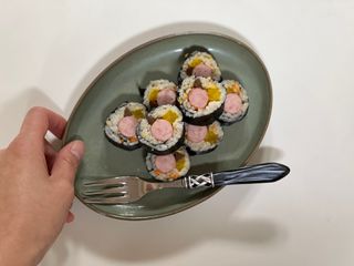 해풀잎 누구나 김밥*1ea [(혼합야채 35g *1ea,  김밥김 (5g, 5ea),  양념간장 (6g, 5ea), 참기름(5g, 2ea)] — 4.5점을 준 리뷰어가 2022년 10월 올린 사용 사진