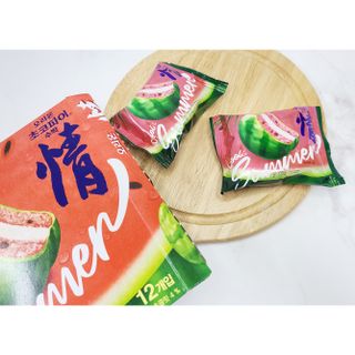 2022 오리온 여름한정판 초코파이 수박 / 포카칩 훌라망고맛 / 포카칩 라임모히또맛 — 2점을 준 리뷰어가 2022년 7월 올린 사용 사진
