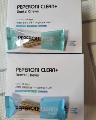 페페로니 2종 세트 클린플러스 덴탈껌 치킨+덕 — 5점을 준 리뷰어가 2021년 7월 올린 사용 사진