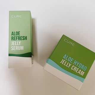 김정문알로에 큐어 큐어 알로에 리프레쉬 젤리 세럼, 큐어 알로에 하이드로 젤리 크림 — 5점을 준 리뷰어가 2021년 2월 올린 사용 사진