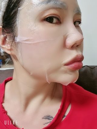 아미퓨어 촉촉하고 밝은 피부를 만들어주는 1일1팩, 아미노이펙트 마스크 10매 — 5점을 준 리뷰어가 2021년 7월 올린 사용 사진