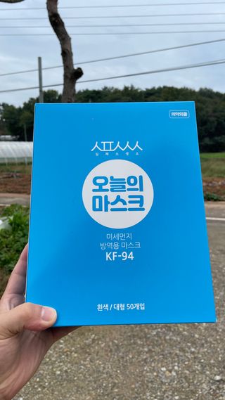 [심폐소생소] KF94 오늘의 마스크 대형 — 5점을 준 리뷰어가 2021년 10월 올린 사용 사진