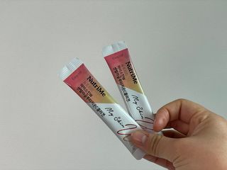 뉴트리미 마이스킨W 센텔라글루타치온C콜라겐 28포 — 4.5점을 준 리뷰어가 2023년 2월 올린 사용 사진