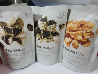 오희숙 전통부각 명인 찹쌀김부각, 찹쌀다시마부각, 황태껍질튀각 총 6봉 — 5점을 준 리뷰어가 2021년 6월 올린 사용 사진