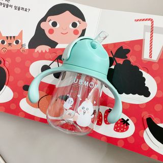 유비맘 트라이탄 코니빨대컵_컬러 랜덤 발송 — 3.5점을 준 리뷰어가 2021년 1월 올린 사용 사진