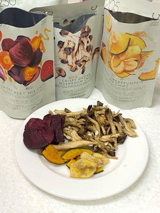 딜라이트 프로젝트 원물칩 5종 9ea(고구마칩, 자색고마칩, 느타리버섯칩, 비트 믹스칩, 단호박 믹스칩) — 5점을 준 리뷰어가 2022년 4월 올린 사용 사진