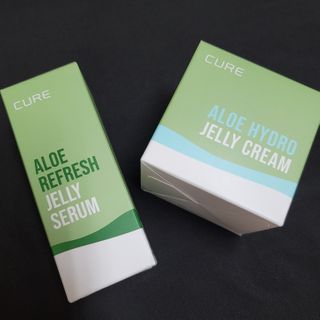 김정문알로에 큐어 큐어 알로에 리프레쉬 젤리 세럼, 큐어 알로에 하이드로 젤리 크림 — 5점을 준 리뷰어가 2021년 2월 올린 사용 사진