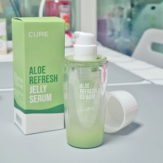 김정문알로에 큐어 큐어 알로에 리프레쉬 젤리 세럼, 큐어 알로에 하이드로 젤리 크림 — 5점을 준 리뷰어가 2021년 3월 올린 사용 사진