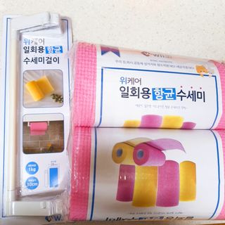 위케어 일회용 향균 수세미 50매 2롤 세트 총 100매 Pink — 5점을 준 리뷰어가 2021년 2월 올린 사용 사진
