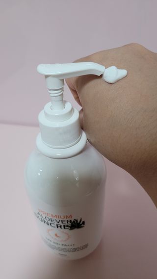 [닥터문] 프리미엄 알로에베라 선크림 500ml — 5점을 준 리뷰어가 2022년 6월 올린 사용 사진