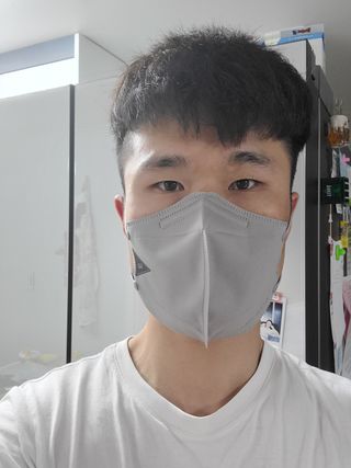 아이엘이 ILE 친환경 새부리형 방수 마스크 — 5점을 준 리뷰어가 2022년 4월 올린 사용 사진