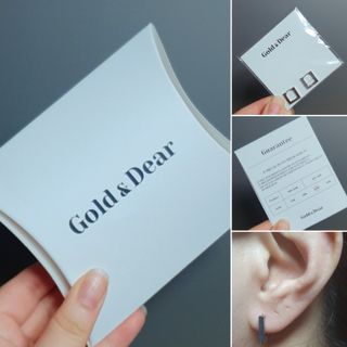 [골드앤디어] 14K 사각 네모 원터치 귀걸이_3color — 5점을 준 리뷰어가 2021년 5월 올린 사용 사진