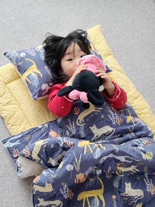 파르페 사파리 낮잠이불토퍼가방세트-네이비,엘로우 2컬러/데이지 낮잠이불토퍼가방세트 3종 중 택1 — 3.5점을 준 리뷰어가 2021년 12월 올린 사용 사진