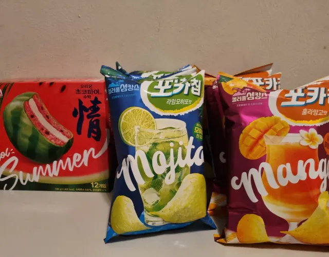초코파이 수박 / 포카칩 훌라망고맛 / 포카칩 라임모히또맛 리뷰 사진