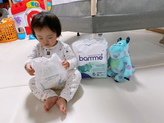 오브맘 밤 프리미엄 아기 기저귀 팬티형 밴드형 — 5점을 준 리뷰어가 2020년 12월 올린 사용 사진