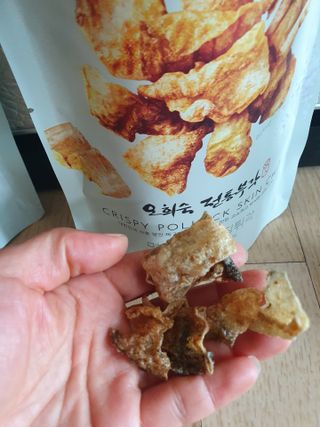 오희숙 전통부각 명인 찹쌀김부각, 찹쌀다시마부각, 황태껍질튀각 총 6봉 — 5점을 준 리뷰어가 2021년 6월 올린 사용 사진