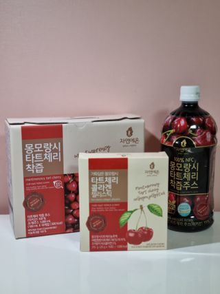 자연에온 몽모랑시 타트체리 3종 세트 구성 - 저분자콜라겐젤리, NFC 착즙주스 — 5점을 준 리뷰어가 2021년 7월 올린 사용 사진