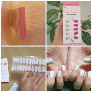 [네일가게] 햇빛에 닿으면 색이 변하는 신기한 햇살 반전 네일스티커 — 3점을 준 리뷰어가 2021년 8월 올린 사용 사진